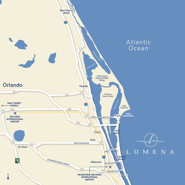 Location map of Lumena on Satellite Beach Florida