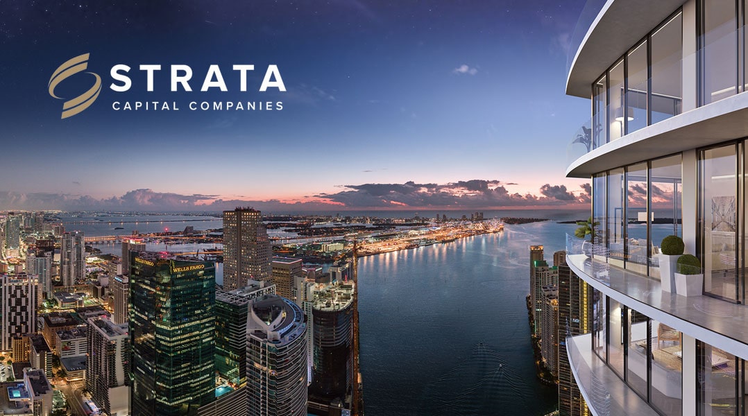 Strata Capital Companies logo and downtown residence