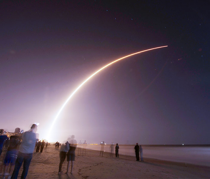 people watching space launch from Satellite Beach Florida
