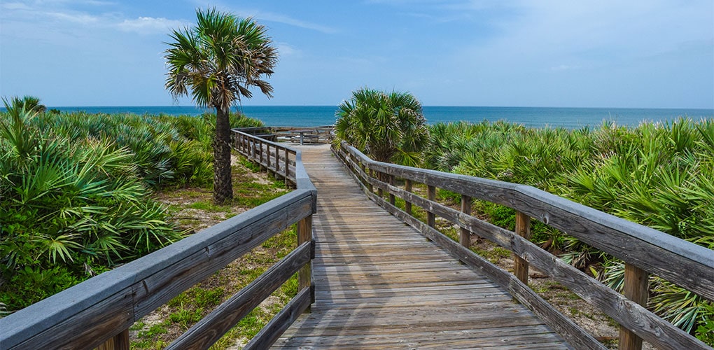 beach board walk to watch the space launch from Kennedy Space Center