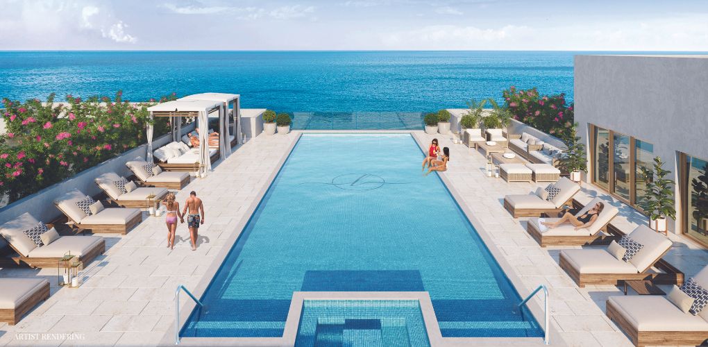 Rooftop pool deck on Space Coast condominium