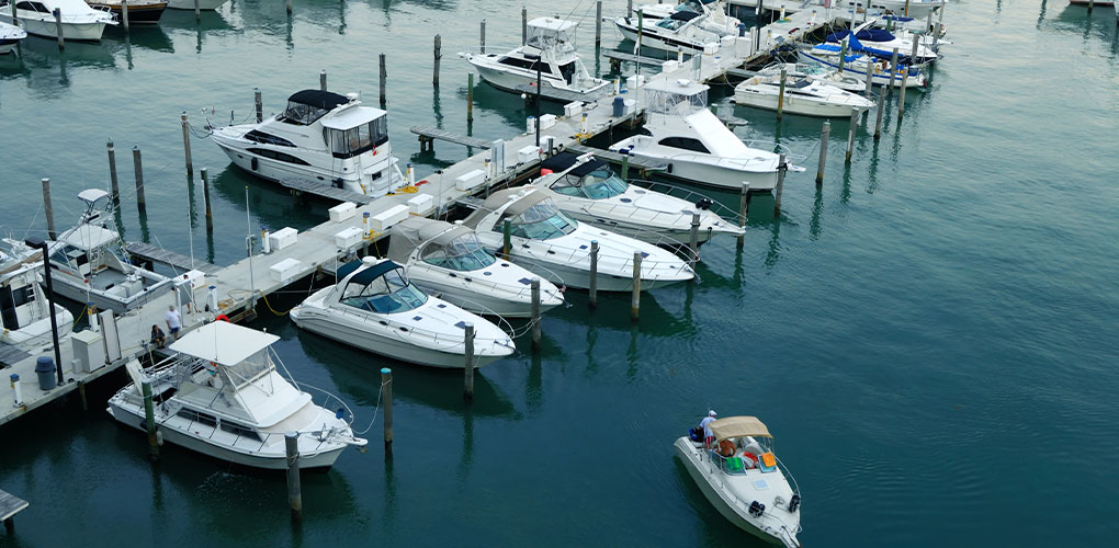 boats docked along the space coast